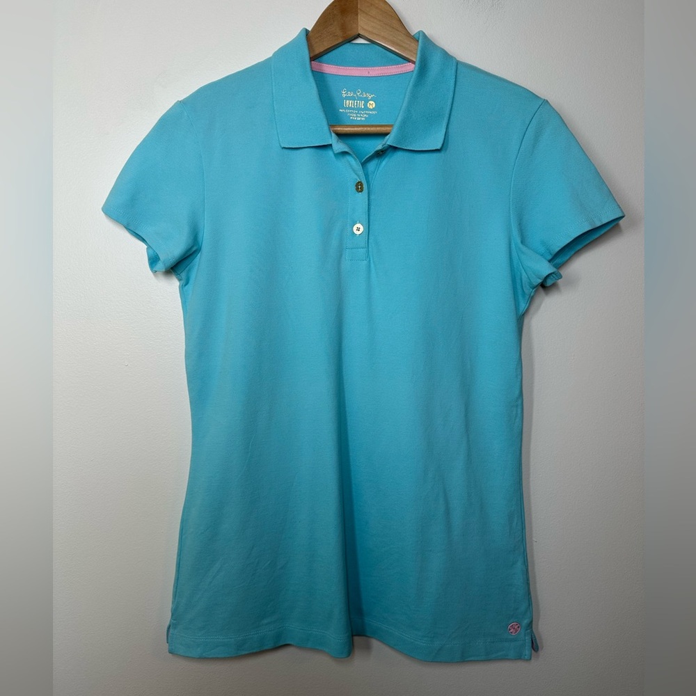 Lilly Pulitzer Luxletic Bright‎ Blue Polo Shirt Medium